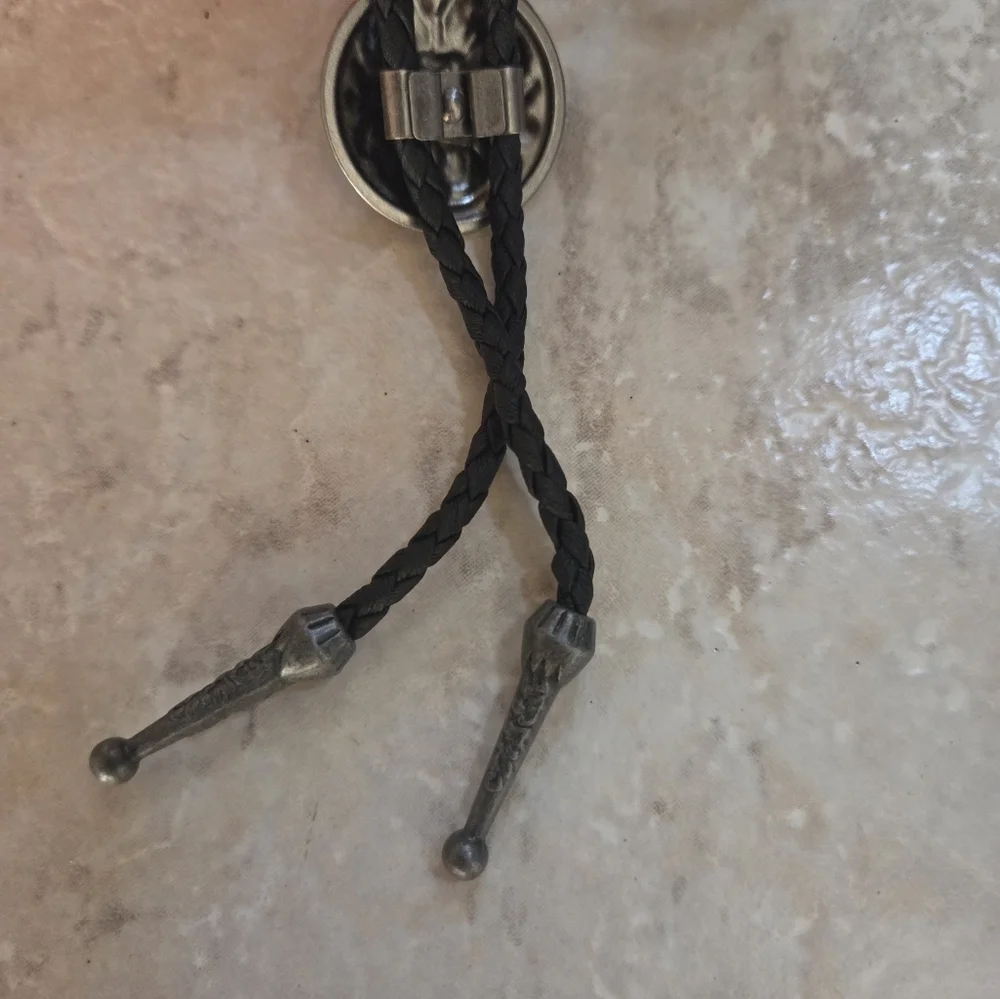 Western Floral Silver Bolo Tie Necklace Southwestern Artsy Accessories Gift